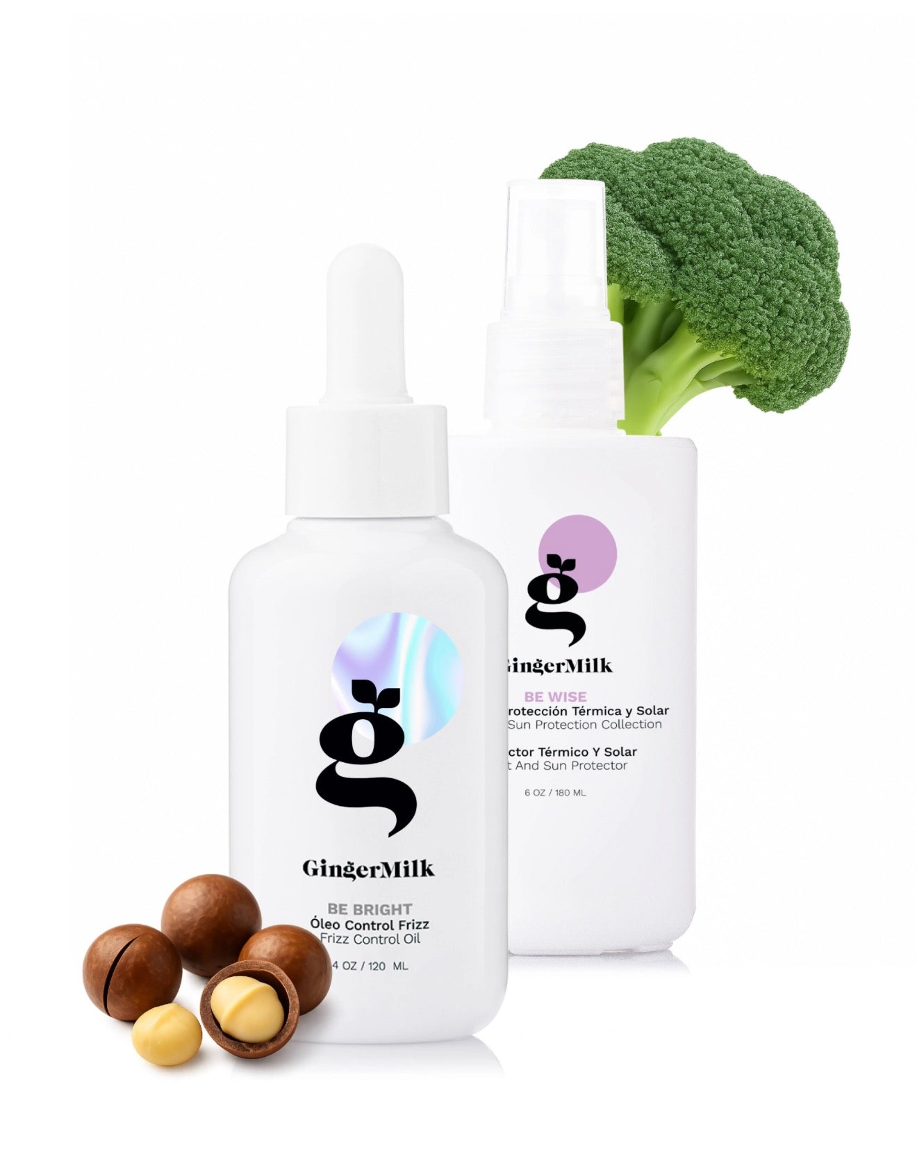 Dúo de aceites capilares con protección térmica y solar y efecto antiencrespamiento, con aceites de jojoba y macadamia (2 piezas)